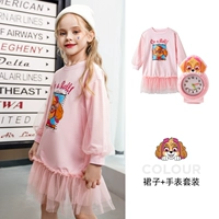 Комплект, часы, розовое платье