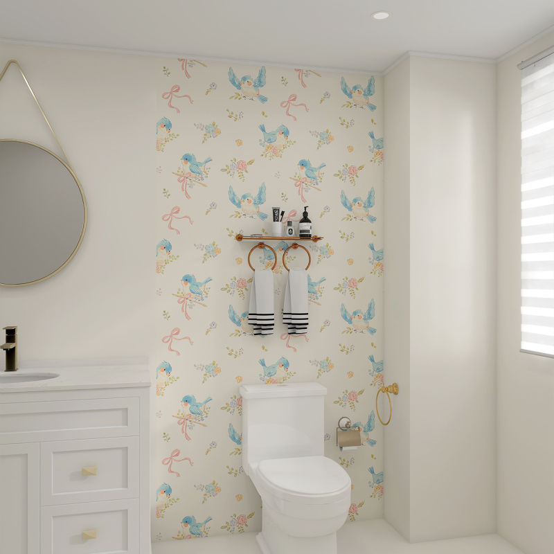 600X1200 Cream Floral Tiles Bathroom Background Wall French Retro Art Wall Tiles