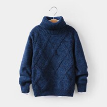 Childrens clothing sweater 2022 autumn and winter new boys high-neck thickened knitted sweater middle-aged childrens fleece warm jacket