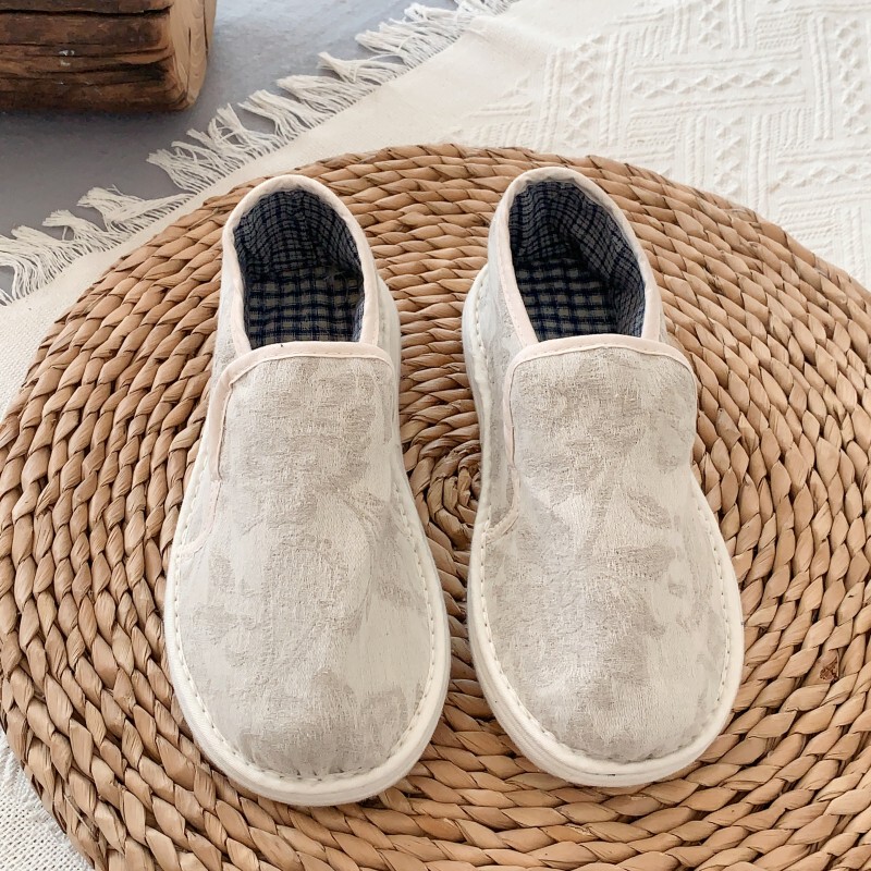Village Craftsman's Pure Handmade Thousand-Layer Sole Cloth Shoes for Women, Autumn and Summer Round-Toe Slip-On Loafers, Breathable Linen Soft-Soled Single Shoes