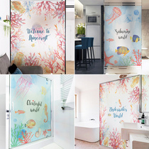 Toilet paper toilet bathroom door Underwater World Anti-peep light transparent opaque static non-adhesive glass film frosted paste