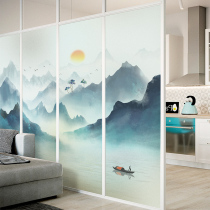 Ink landscape Balcony window glass stickers Window stickers Translucent opaque bathroom electrostatic matte film shading