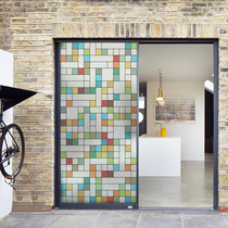 Bathroom toilet glass door sticker Electrostatic frosted film Translucent opaque anti-light window sticker color grid