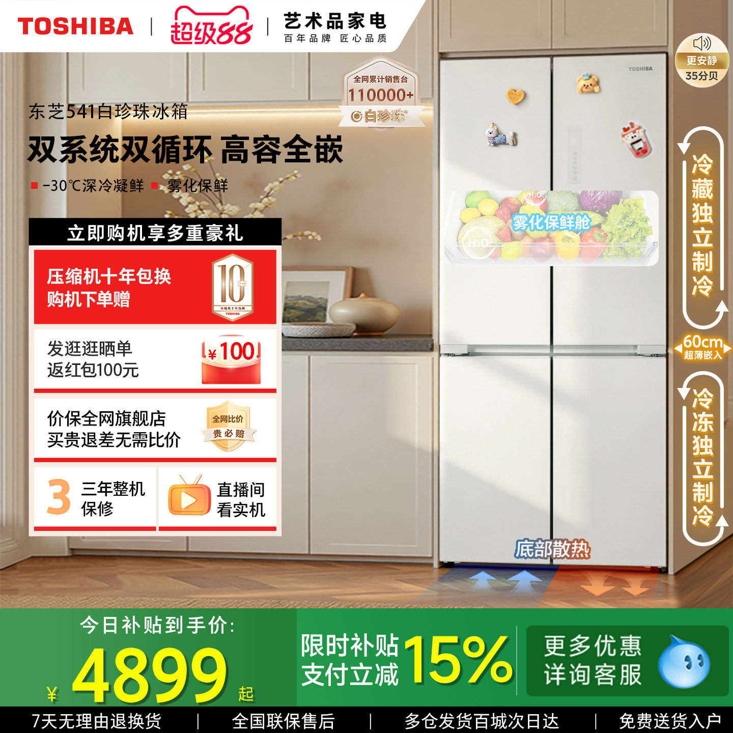 东芝GR-RF541WI-PM171冰箱图片