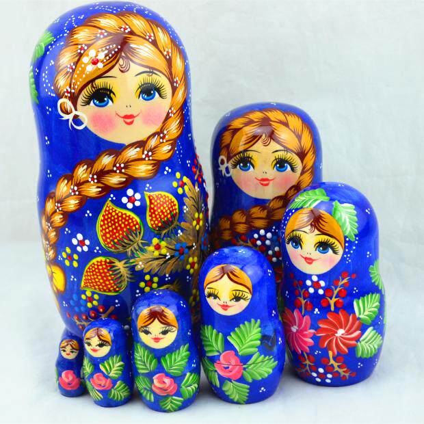 Popular toys educational children's birthday gift craft gift decoration hand-painted Russian characteristic imported nesting doll seven layers - Taobao