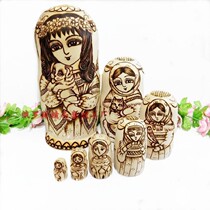 Popular toys educational childrens birthday gift crafts hand-painted Russian features imported nesting doll seven layers