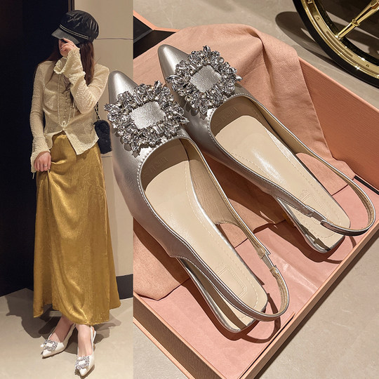 Matching skirt, Baotou sandals, fairy style gentle shoes, summer 2024 new fashion, versatile high-heeled temperament single shoes