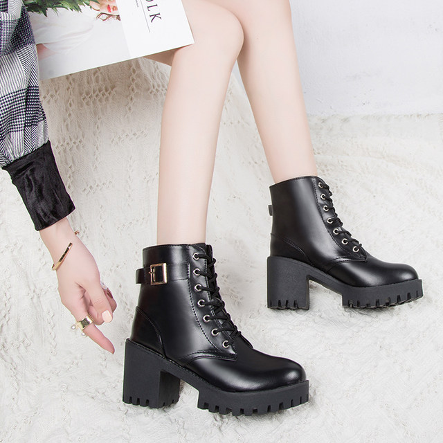 Handsome Martin boots for women British style Internet celebrity sponge cake bike boots for women in early autumn 2024 new versatile plus velvet short boots