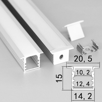 嵌入式暗槽灯外壳LED线型灯橱柜灯14X15-T配PC罩U型带边铝槽