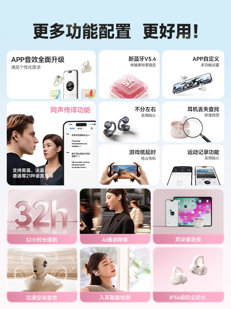 Edifier Newsound Clip Bluetooth Earphones, Open-Ear, Non-In-Ear, Wireless, Dedicated for Sports and Running