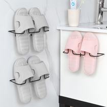 Bathroom slipper rack Bathroom wall-mounted shoe storage artifact Free hole-free nail-free space-saving pylons hook