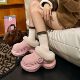 Simple and Versatile Thick-Soled Height-Increasing Cotton Slippers for Women, Suitable for Outdoor Wear, 2025 New Autumn and Winter Fleece-Lined Warm Cotton Slippers for Women
