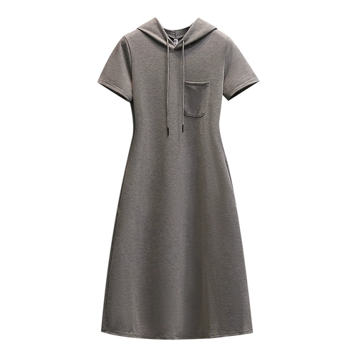 Черная тонкая юбка, модная толстовка с капюшоном для отдыха, платье, средней длины