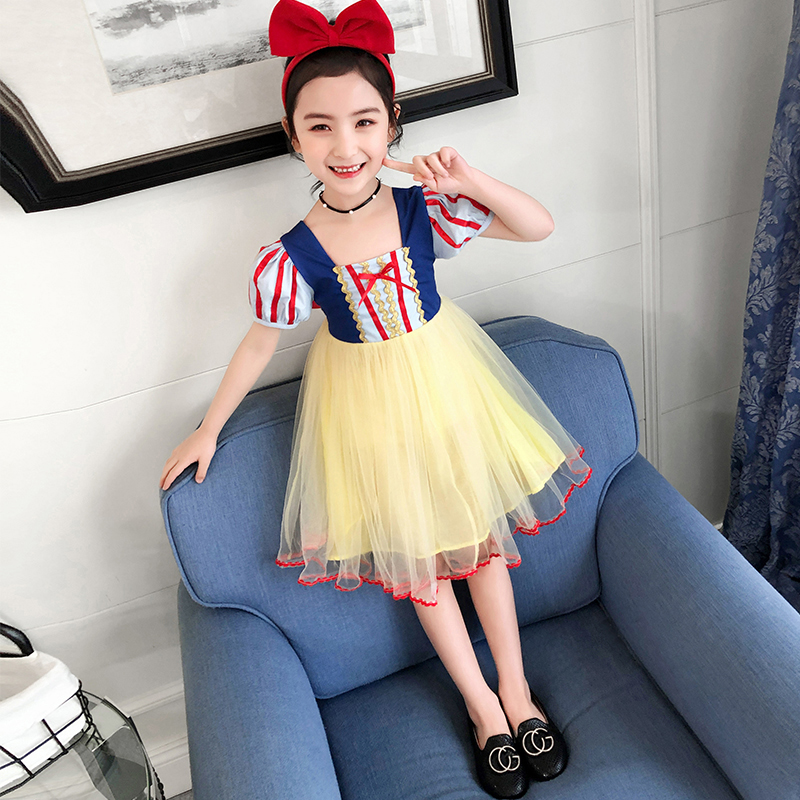 Girls summer dress 2021 New Korean version of foreign style princess skirt little girl Net red out puffy gauze dress