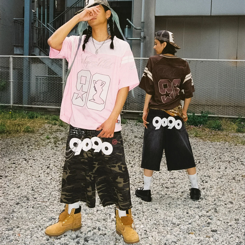 Japanese Street Style 90S Retro Distressed Branch Camouflage Baggy Silhouette Loose Denim Straight Shorts Capri Pants Japanese Street Style 90S Retro Distressed Branch Camouflage Baggy Silhouette Loose Denim Straight Shorts Capri Pants