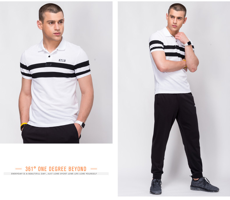 Áo thun nam 361 áo thun nam tay ngắn 2019 hè mới 361 độ đích thực áo sinh viên màu trắng từ bi - Áo polo thể thao mẫu áo polo