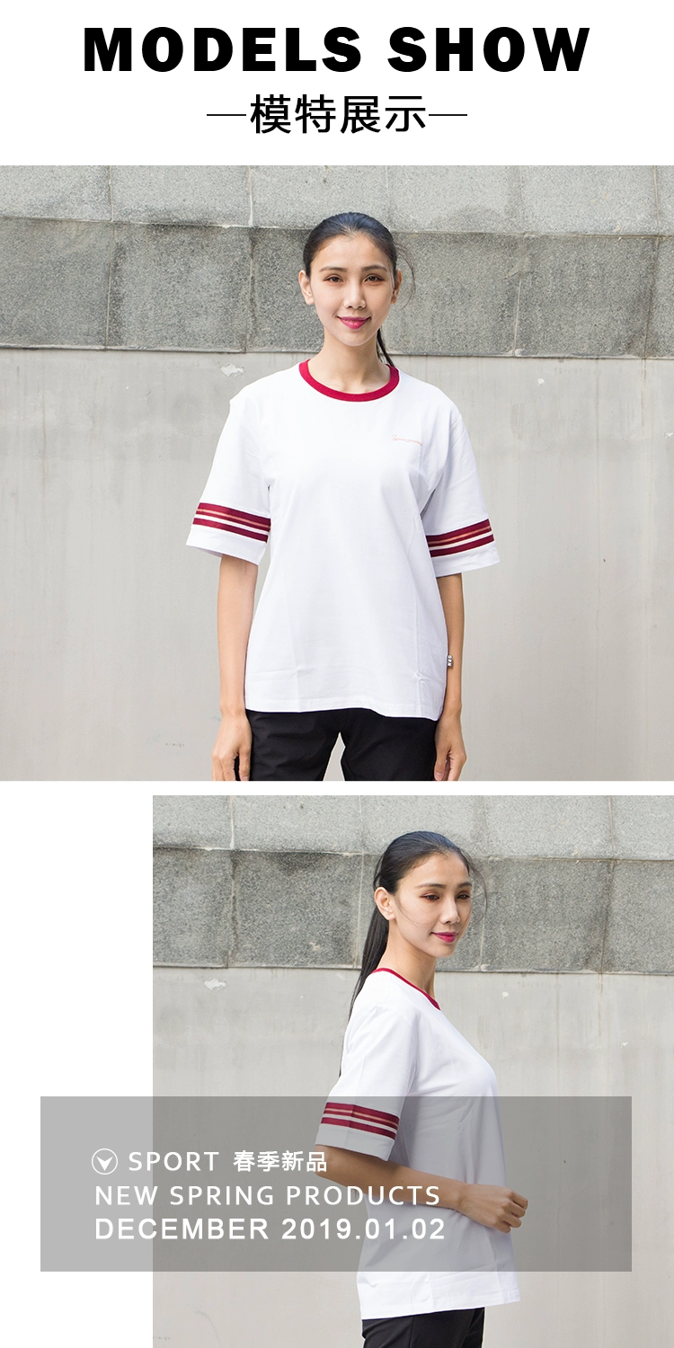 Noble bird đích thực của phụ nữ 2019 mùa xuân mới áo phông đan lỏng tay thể thao giản dị ngắn tay 019062 - Áo phông thể thao