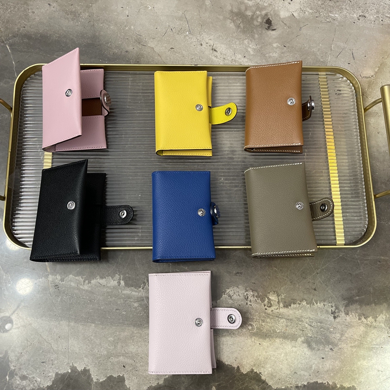 Genuine Leather Handmade Card Holder with Enamel Clasp, Evecorol Leather, Imported Leather, Cowhide Card Case, Practical Coin Purse, Business Card Holder