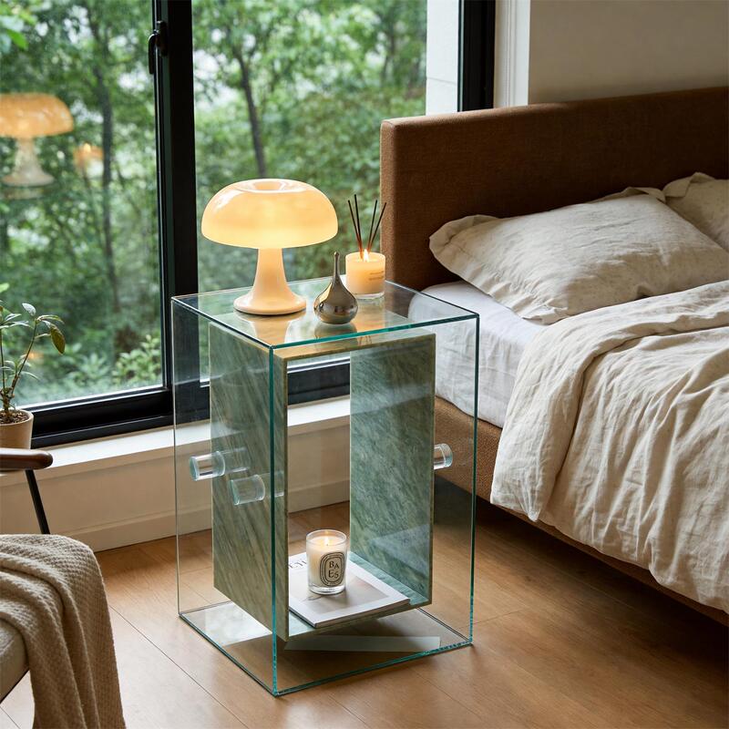 Acrylic Bedside Table with Marble Pattern, Ins-Style High-End Luxury Bedroom Storage Rack, Small Coffee Table Acrylic Bedside Table with Marble Pattern, Ins-Style High-End Luxury Bedroom Storage Rack, Small Coffee Table