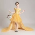 Cô gái chủ nhà catwalk váy công chúa váy pettiskirt cô bé váy dạ hội trẻ em váy cưới dài trang phục piano - Váy trẻ em