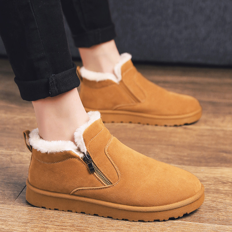 2021 new winter Korean trend men's shoes casual plus velvet warm snow cotton shoes men's bread beanie shoes men
