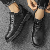 Mens shoes 2021 New Black trend British casual leather shoes business dress mens summer breathable chef shoes