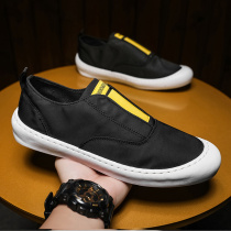 Canvas shoes men 2021 new summer trend wild board shoes black work lazy one pedal old Beijing cloth shoes