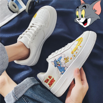 Mens shoes 2021 New Wild Leisure Sports Board shoes Korean trend summer white shoes cartoon graffiti trendy shoes