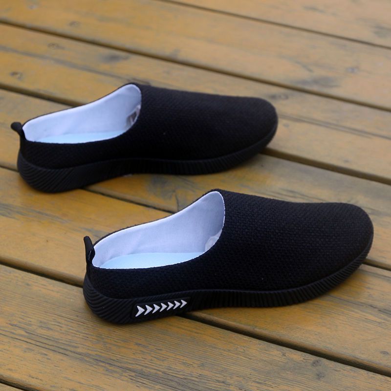 Tx11 BlackBantuo Lazy shoes male summer ventilation slipper No heel Kick on shoes flax Cloth shoes man leisure time shoes
