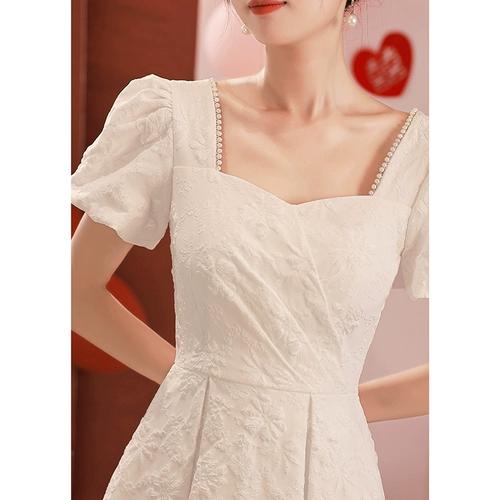 Летнее белое вечернее платье для невесты, французский стиль, белая одежда