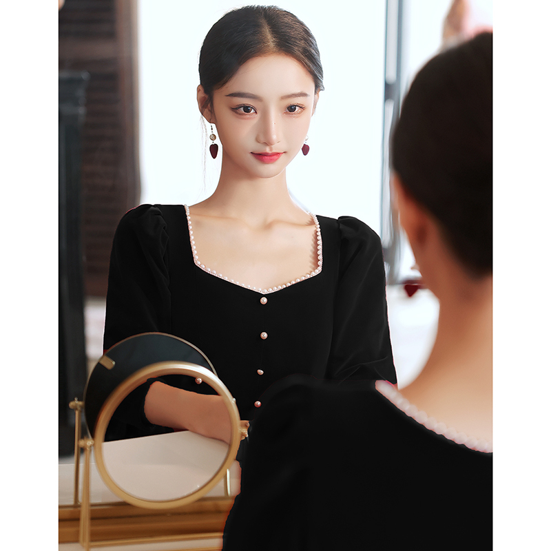 Black Evening Dress, Suitable for Conducting Performances, Can Be Worn Casually, for Banquets, Annual Meetings, Host Performances, Choir Performances, Graduation Dresses