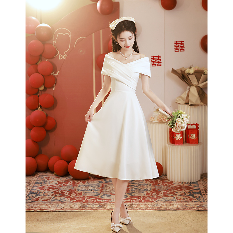  M -Note: If the dress is small, please consult the customer service first+White mid -length FMS2315   - $0.32 