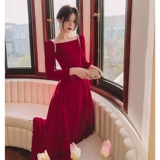 Ретро вечернее платье, бордовый лонгслив