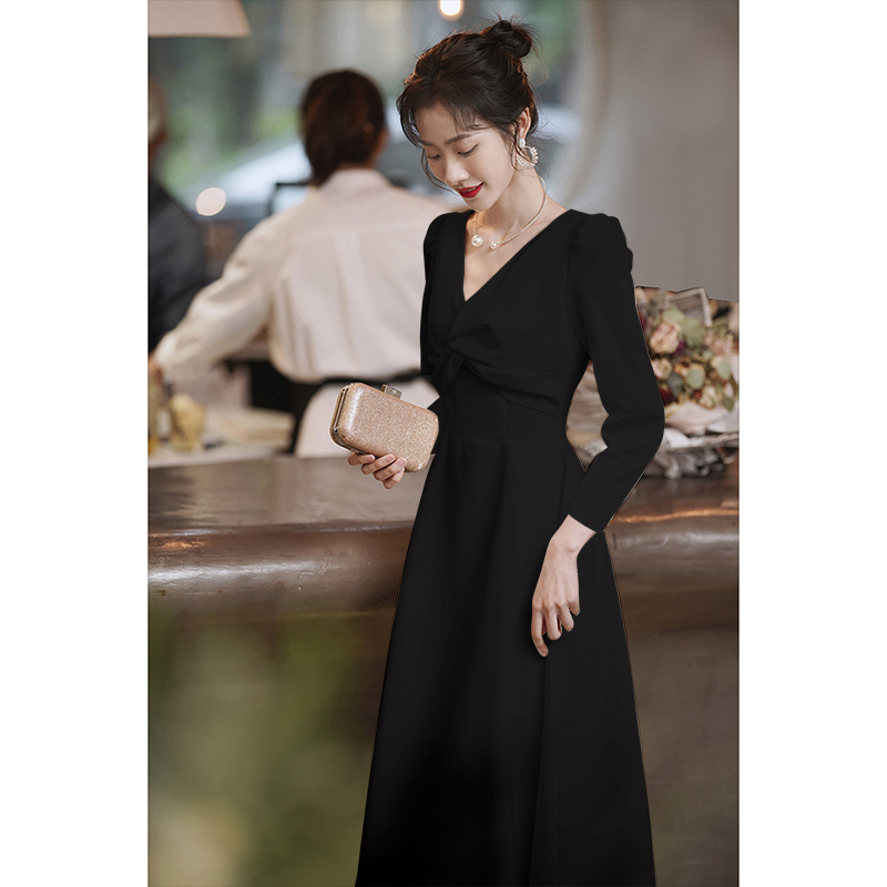 Black Little Evening Dress, Slimming Hepburn Style, Choir Performance Dress, Formal Dress, Can Be Worn Casually, Elegant Dress