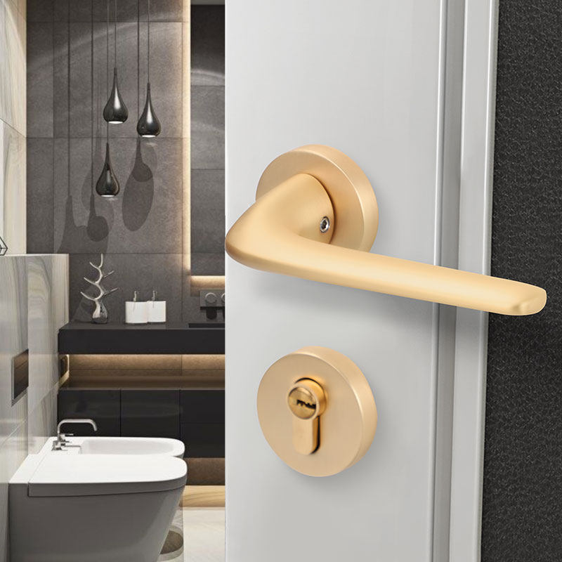 Golden two-piece door lock home universal door handle indoor lock bedroom door wooden door room magnetic silent