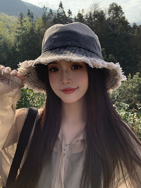 Japanese Style Retro Cowboy Fisherman Hat Women's Summer Big Head Bucket Hat Old Sunshade Sun Protection Face Small Hat