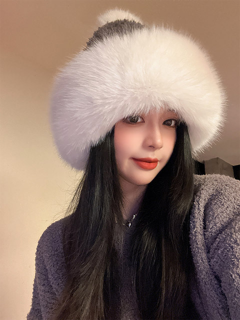 Winter Hat for Women 2023 New Plush Head-Covering Hat Korean Style Round Face Thickened Knit Hat Warm and Cold-Proof Lei Feng Hat