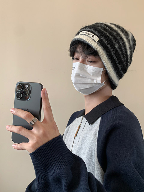 Men's Autumn and Winter Warm Slouchy Beanie, Retro Sichuan-West Travel Pullover Cold Hat, Women's Large Head, Large Face, Face-Slimming Knit Hat