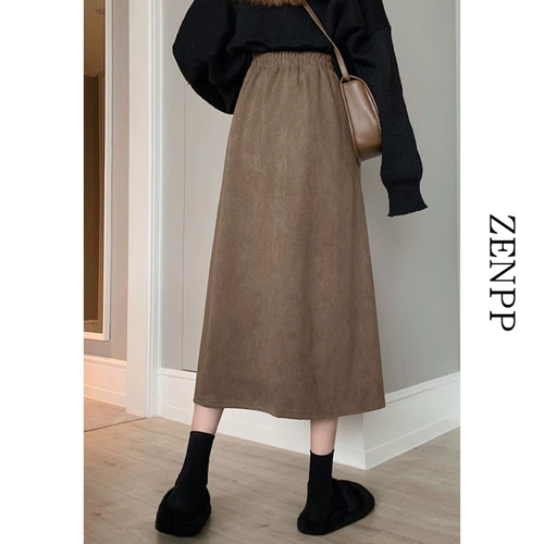 Длинная черная демисезонная зимняя длинная юбка, шерстяной зимний свитер, высокая талия