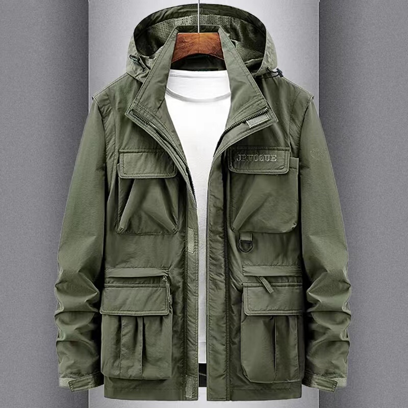 Men's Vest-Style Jacket, Multi-Pocket, Large Size, Casual, Loose, Fleece-Lined, Warm Cotton Jacket