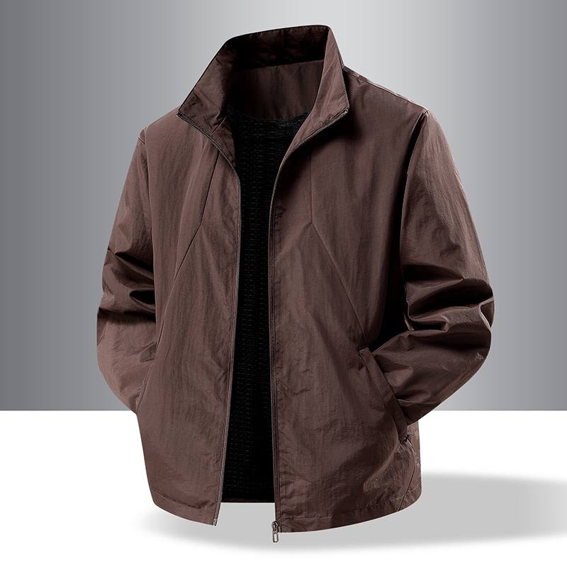 New Spring Stand-Collar Jacket for Men, Loose Casual Men's Windbreaker, Men's Outerwear for Spring and Autumn, Lightweight Sports Clothing