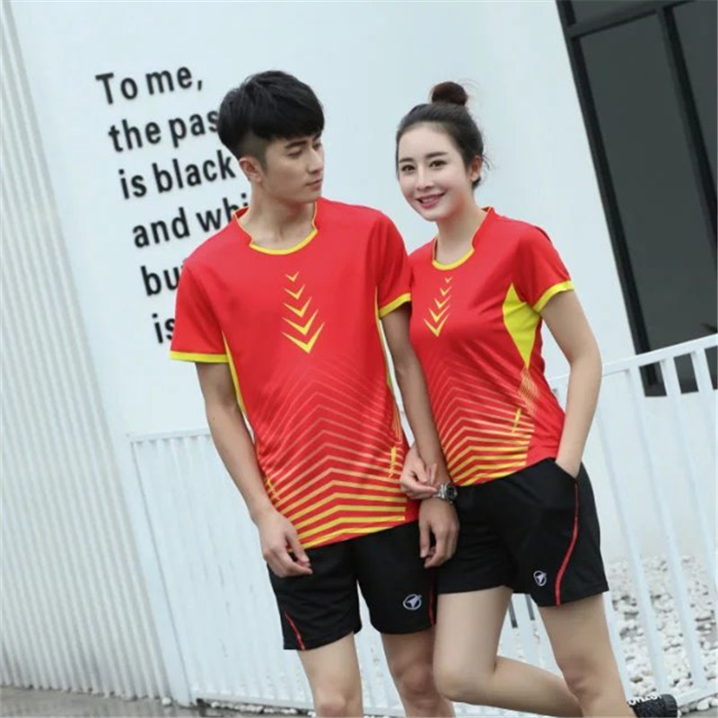 Quần áo cầu lông nam thấm khô nhanh quần áo chạy bộ quần áo cầu lông ngắn tay áo thi đấu quần vợt áo nỉ vợt fleet