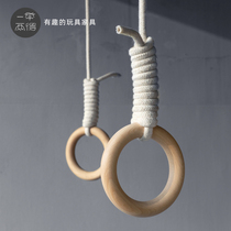 WOBOINNO CHILDRENS HANGING RING HOME INDOOR TRAINING KID PULL-UP HORIZONTAL BAR LONG HIGH FITNESS SOLID WOOD HAND PULL