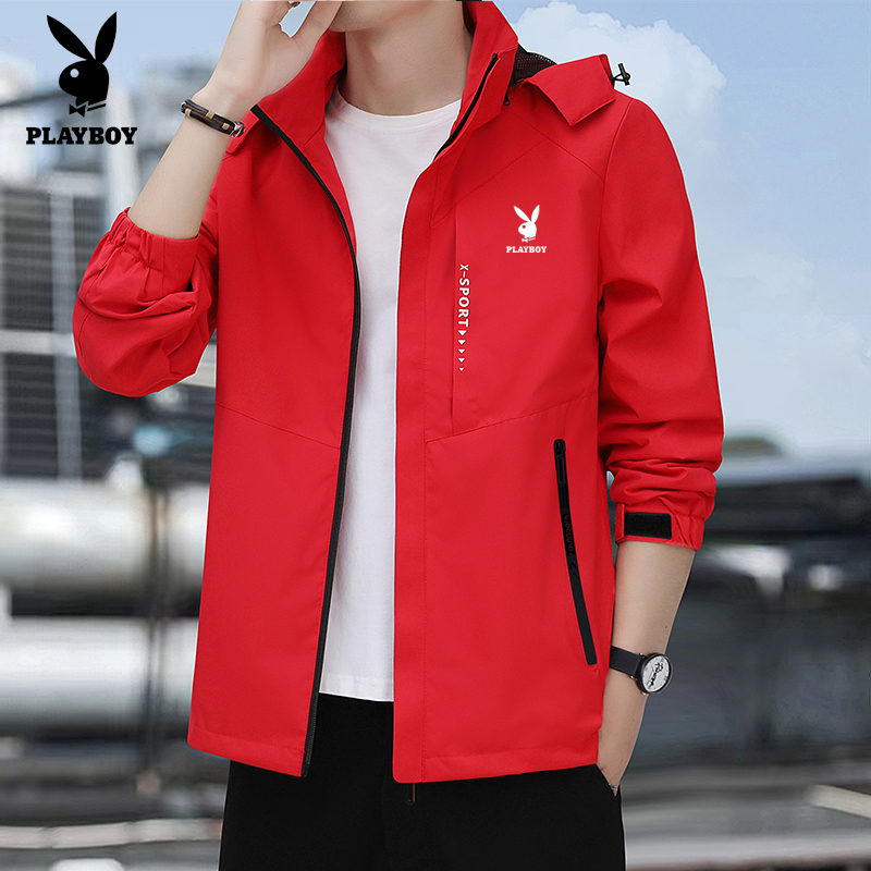 Playboy Men's Windbreaker Spring and Autumn New Style Windproof Waterproof Outdoor Casual Sports Jacket Men's Large Size Jacket