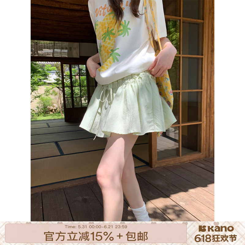 Hello Canon, Petite Bow-Tie A-Line Mini Skirt for Women, New Summer Style, Niche Elastic Waist Half Skirt Hello Canon, Petite Bow-Tie A-Line Mini Skirt for Women, New Summer Style, Niche Elastic Waist Half Skirt