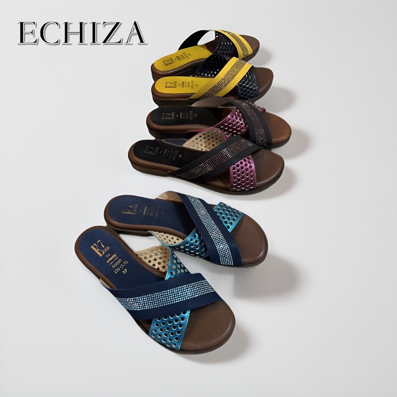 Echiza Spring and Summer Trendy Women's Sandals, Three Colors, Blue, Pink, Yellow, Fashionable with Diamonds Echiza Spring and Summer Trendy Women's Sandals, Three Colors, Blue, Pink, Yellow, Fashionable with Diamonds