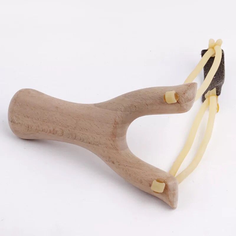 Traditional chicken wing wood Solid wood slingshot arrow rubber band steel ball slingshot outdoor leather slingshot toy wooden fork