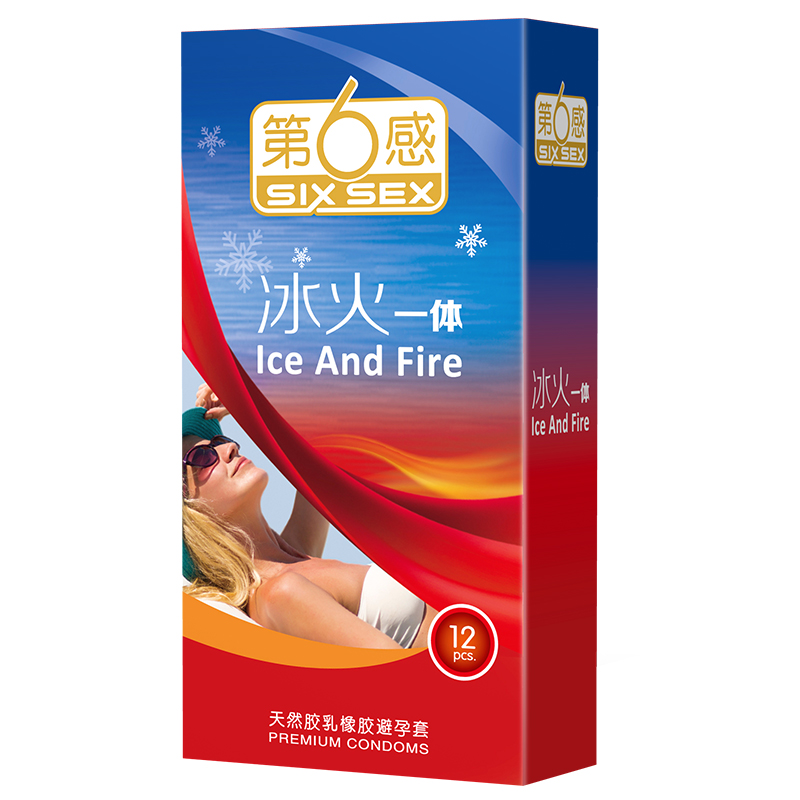 Sixth sense ultra-thin condom ice-fire integrated large grain two heavy days condom with gill wolf braces lasting spice