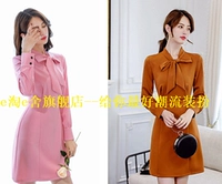 Xuân 2019 thời trang mới khí chất một chiếc váy từ mới của phụ nữ dài tay thon thả thon gọn màu rắn đầm OL - A-Line Váy vay xoe