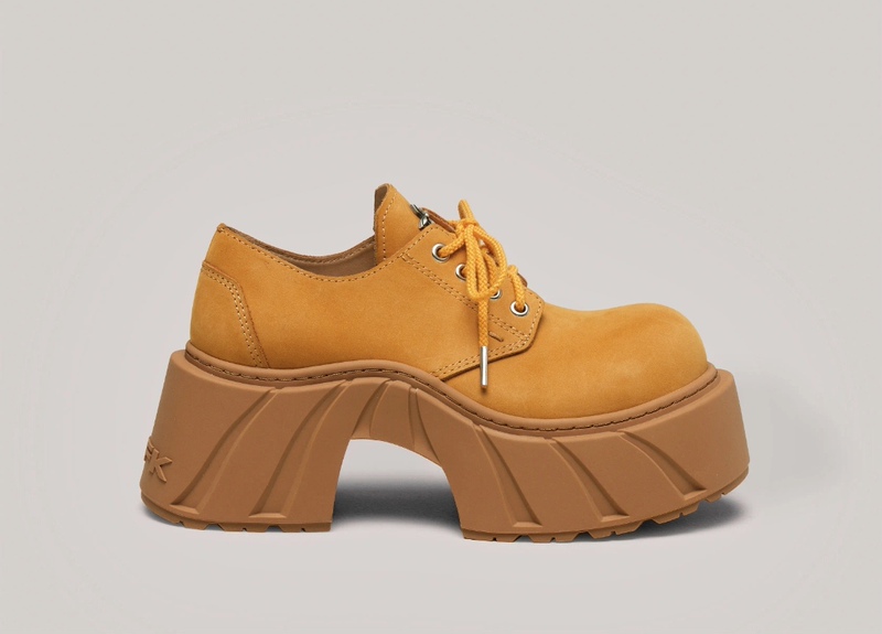 2025 New Women's Genuine Leather Round-Toe High-Heeled Shoes, Illusion Derby Shoes, Retro High-Heeled Thick-Soled Height-Increasing Lace-Up Shoes